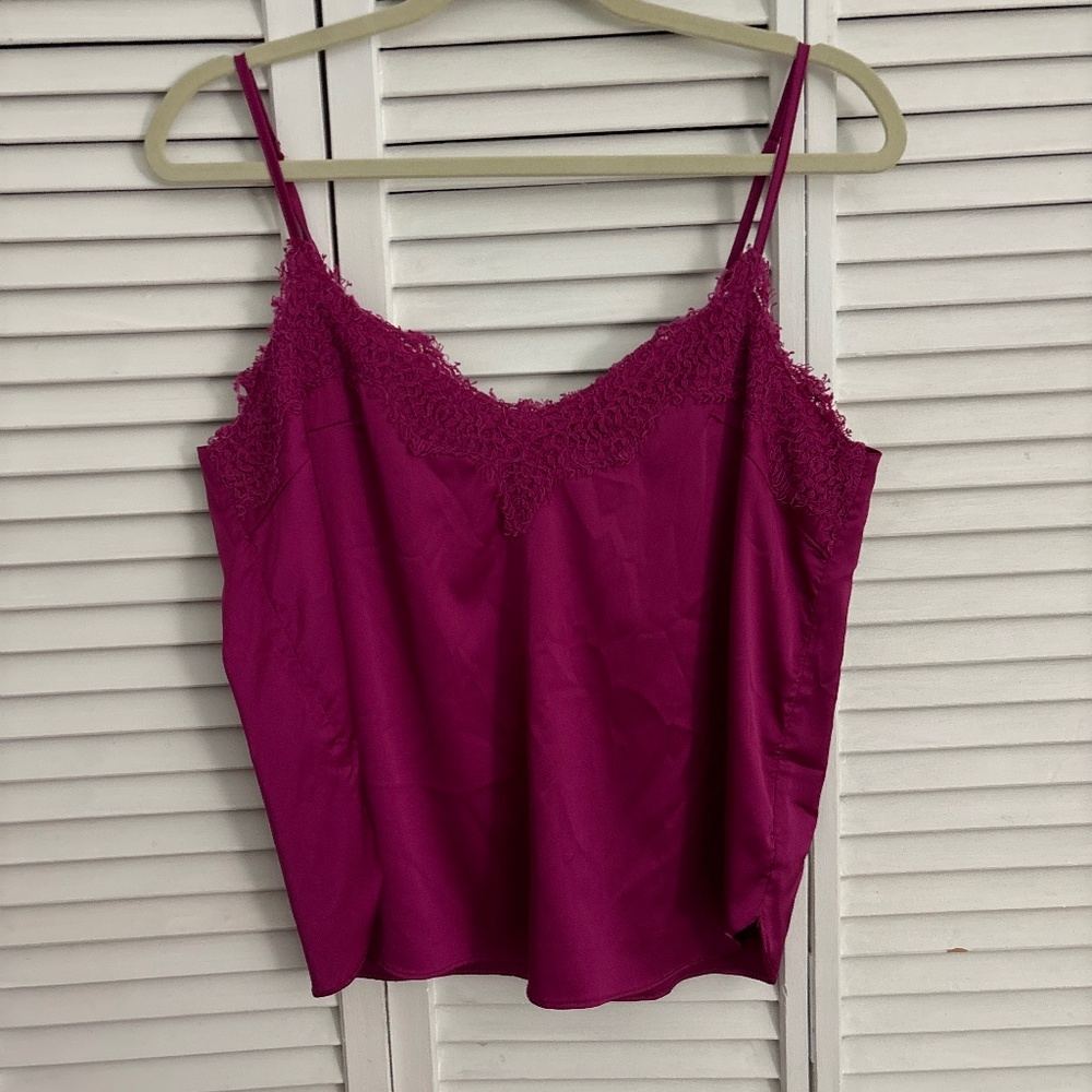 Hot pink satin blouse